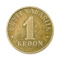 1ÃÂ kroon denomination circulation coin of Estonia Royalty Free Stock Photo